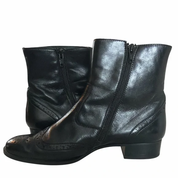 Paul Green Black Leather Ankle Booties - Picture 2 of 5